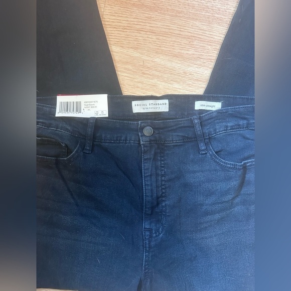 Blue Slim Straight Jeans Classic Fit Social Standard NWT Size 14 - Picture 1 of 7